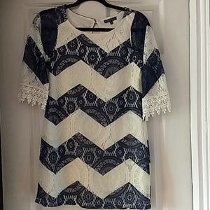 Lace Dress Navy and White
